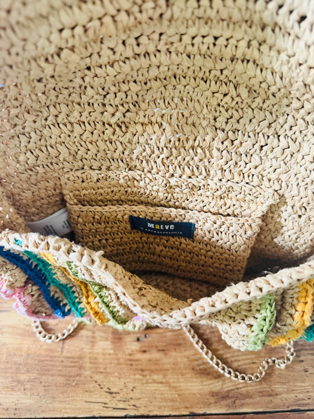 Anthropologie Maeve Multicolor Ruffle Purse Gold Chain Bag - Picture 5 of 8